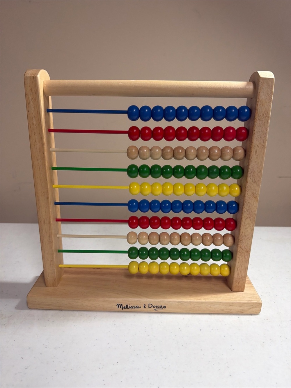 Melissa & Doug Wooden Bead Abacus with Blue, Red, Green, Yellow, Natural Beads